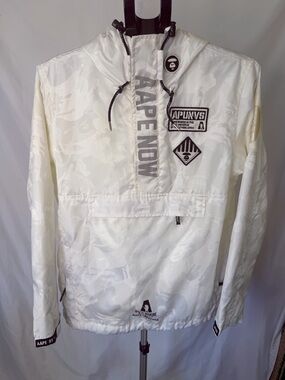 AAPE By A Bathing Ape jacket Apunvs 3M Camo Windbreaker Jacket White Size M EUC
